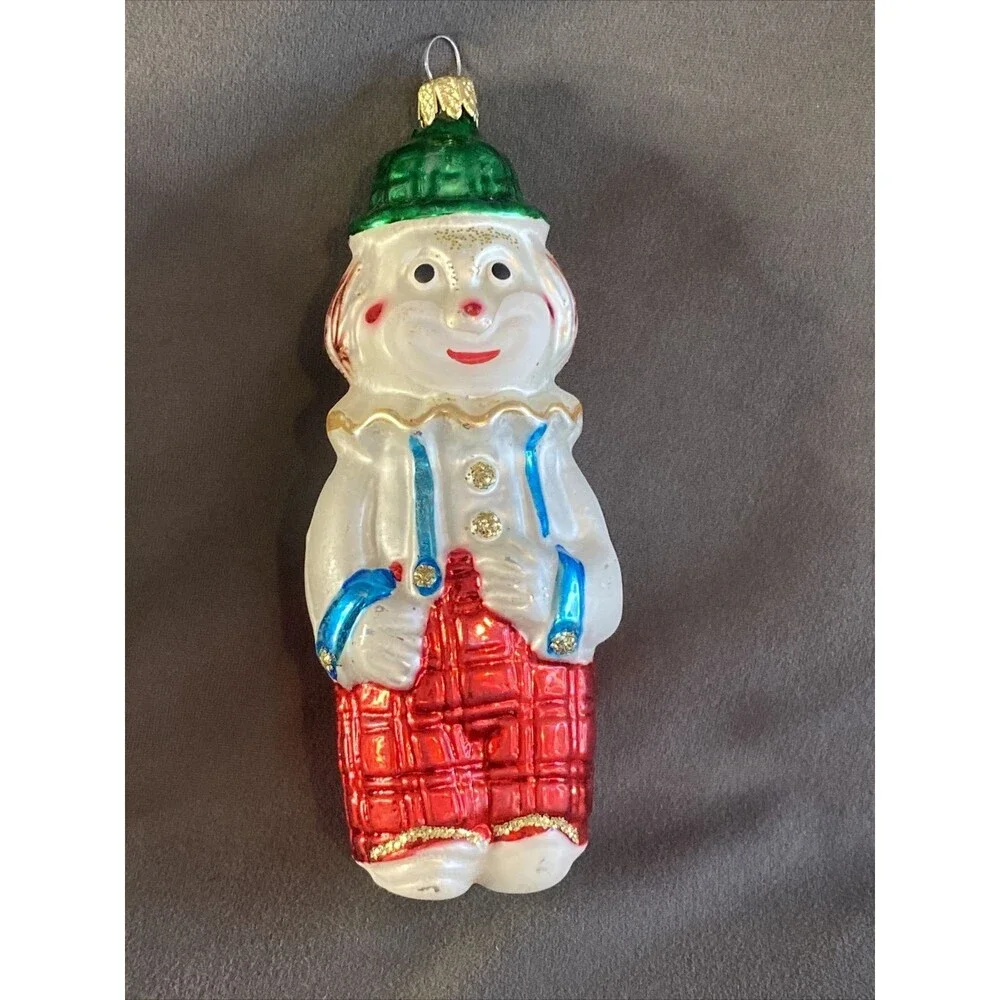 Vintage Mercury Glass Clown Christmas Ornament Lot Of 5 Hanging Holiday Tree